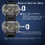 LONGLUX automatic watch retro style wholesale mechanical wristwatches skeleton carve waterproof leather no logo mens watch - Image 6