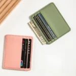 Ultra-thin PU Leather Mini Wallet Slim Bank Credit Card Holder Men's Business Small ID Case for Women Purse 4 Slots Cardholder - Image 2