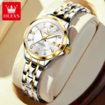 OLEVS Women‘s Watches Luxury Fashion Gold Small Wristwatch for Ladies Original Waterproof Rhombus Stainless Steel Strap Date - Image 8