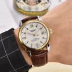 LONGLUX automatic man watch business leisure dating mechanical wristwatches day date waterproof leather  mens watch men gift - Image 3