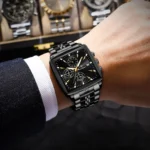 POEDAGAR Business Men Clock Waterproof Luminous Calendar Chronograph Square Man Watch Stainless Steel Quartz Men's Watches Reloj - Image 5