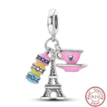 Dessert Afternoon Tea Series 925 Silver Coffee Cake Pizza Fries Sweet Charms Beads 3mm DIY Fine Jewelry Making - Image 69