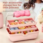 Children's Jewelry Box Bow Storage Box Home Use Hairpin Hair Accessory Storage Portable Cardboard Stationery - Image 2
