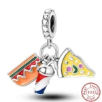Dessert Afternoon Tea Series 925 Silver Coffee Cake Pizza Fries Sweet Charms Beads 3mm DIY Fine Jewelry Making - Image 64