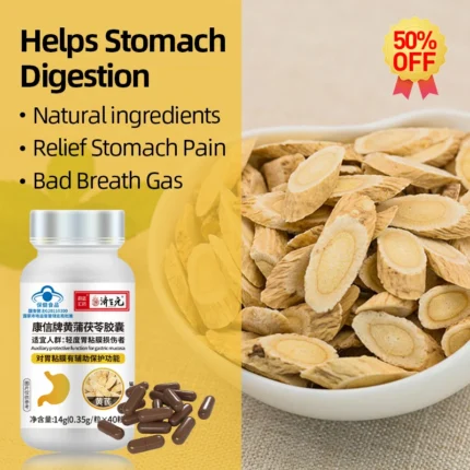 Stomach Pain Indigestion Gut Stomachache Supplements Health Food Astragalus Poria Cocos Dandelion Protect Gastric Mucosa Capsule