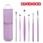 Stainless Steel Ear Digging Spoon Leather Cover 6pc Cleaner Scoop Double-Headed Spiral Cleaning Health Care Ear Picking Tool Set - Image 7