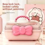 Children's Jewelry Box Bow Storage Box Home Use Hairpin Hair Accessory Storage Portable Cardboard Stationery - Image 4