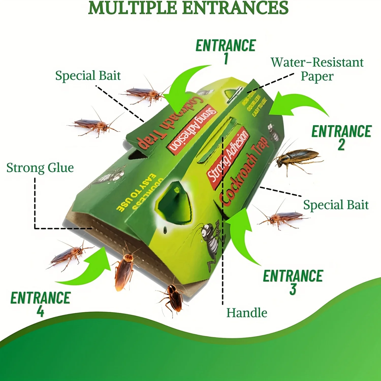 S793b1551140f45c6823ae320de524707d.webp Cockroach Trap Sticker 10pcs, Household Indoor Kitchen Safety Glue Bug Sticky Board, Pest Control - Image 1