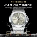 POEDAGAR Fashion Square Men Clock Waterproof Luminous Date Week Man Wristwatch High Quality Stainless Steel Quartz Men's Watches - Image 3