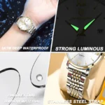 POEDAGAR Ladies Wristwatch Luxury Waterproof Luminous Date Gold Watch For Women Dress Stainless Steel Quartz Women's Watches+Box - Image 3