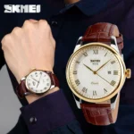 SKMEI 9058 Brand Lovers Quartz Watch Love Witness Time Watches Women Men Fashion Casual Leather Strap Waterproof Wristwatches - Image 5