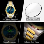 POEDAGAR Top Luxury Men Clock Waterproof Luminous Calendar Week Man Wristwatch Sports Stainless Steel Quartz Men's Watches Reloj - Image 4