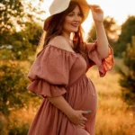 2024 Bohemian Women Dress Comfortable Linen Cotton Maternity Clothing Vintage Short Sleeve Dress For Pregnancy Photo Shoot - Image 5