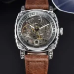 LONGLUX automatic watch retro style wholesale mechanical wristwatches skeleton carve waterproof leather no logo mens watch - Image 12
