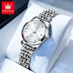 OLEVS 9931 Diamond Roman Scale Watch For Men Women Rhombus Mirror Auto Date Couple Watches Luxury Waterproof Original Hand Clock - Image 9