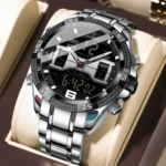 POEDAGAR LED Luxury Men Watch Sports Dual Time Display Digital Luminous Week Date Man Wristwatch Electronic Quartz Men's Watches - Image 9