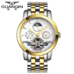 Guanqin watch fully automatic mechanical men's watch stainless steel waterproof flywheel hollow tide business casual new watch - Image 9