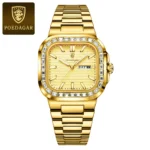 POEDAGAR Top Brand Luxury Watch for Men Waterproof Luminous Date Week Man Wristwatch Stainless Steel Square Quartz Men's Watches - Image 7