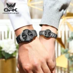 OPK 8105 Couple Quartz Watch Classic Fashion Waterproof Glow Tungsten Steel Band Luxury Date Week Men's and Women's Couple Watch - Image 3