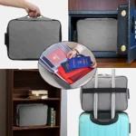 Men Briefcase Handbag Outdoor Travel Credentials Luggage Storage Bag Women Waterproof Text Letter Print Documents Organizer Case - Image 3
