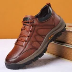 Men's British Lace-Up Sneaker Wear-resistant Lightweight Leather Shoes for Mountain Climbing Camping - Image 5