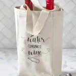 12oz Thick Canvas Double Wine Tote for Dinner, Party Two Drink Bottle Carrier Handle Bags With Divider Custom Accept