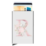 Rfid Credit Card Holder Metal Ultra-thin Anti-theft Man Wallet Pop-up Minimalist Wallet Silver Metal Wallet ,Pink Flower Pattern - Image 26