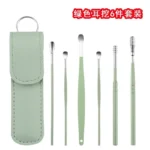 Stainless Steel Ear Digging Spoon Leather Cover 6pc Cleaner Scoop Double-Headed Spiral Cleaning Health Care Ear Picking Tool Set - Image 10