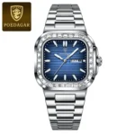 POEDAGAR Top Brand Luxury Watch for Men Waterproof Luminous Date Week Man Wristwatch Stainless Steel Square Quartz Men's Watches - Image 15