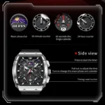 OLEVS 2942 Luxury Chronograph Quartz Watch For Men 44mm Big Dial Moon Phase Hand Clock Date Waterproof Original Fashion Watches - Image 5