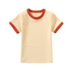 100% Cotton Small Children Summer Short Sleeve T shirt Boys Girls Color Matching Soft Comfy Tops Tees Kids T-shirts Casual - Image 8