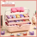 Children's Jewelry Box Bow Storage Box Home Use Hairpin Hair Accessory Storage Portable Cardboard Stationery - Image 7