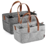 Baby Felt Storage Nursery Organizer Basket Infant Diaper Bag with Handle Caddy Changing Nappy Kids Storage Carrier Large Pocket - Image 2