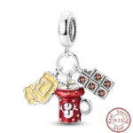 Dessert Afternoon Tea Series 925 Silver Coffee Cake Pizza Fries Sweet Charms Beads 3mm DIY Fine Jewelry Making - Image 56