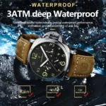 POEDAGAR Luxury Military Watch For Men Waterproof Luminous Leather Man Watch Quartz High Quality Men's Sports Watches Male Reloj - Image 3