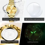 OLEVS 9931 Diamond Roman Scale Watch For Men Women Rhombus Mirror Auto Date Couple Watches Luxury Waterproof Original Hand Clock - Image 5