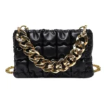 Luxury Plaid Thick Chain Mini Square Bag - Designer INS Style, Fashion Leather Trendy Single Shoulder Crossbody Women's Bag