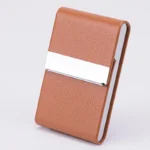 Business Card Holder PU Leather Business Card Case Name Cards Wallet Slim Metal Pocket Card Organizer Gifts for Men Women Office - Image 8