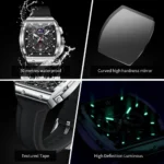 OLEVS 2942 Luxury Chronograph Quartz Watch For Men 44mm Big Dial Moon Phase Hand Clock Date Waterproof Original Fashion Watches - Image 6
