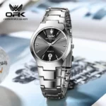 OPK 8105 Couple Quartz Watch Classic Fashion Waterproof Glow Tungsten Steel Band Luxury Date Week Men's and Women's Couple Watch - Image 9
