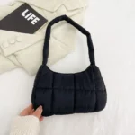 Winter Fashion Quilted Handbags Ladies Casual Cotton-Padded Bags Solid Color Small Top-Handle Bags Women Underarm Shoulder Bags - Image 10