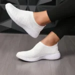 Women's Solid Color Sneakers Breathable Mesh Woven Outdoor Lightweight Low Top Walking Running Sports Socks Shoes - Image 8