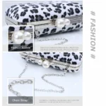Leopard Print Women Evening Wedding Clutch Handbag Purse Crossbody Evening Bag - Image 2