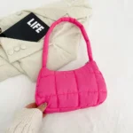 Winter Fashion Quilted Handbags Ladies Casual Cotton-Padded Bags Solid Color Small Top-Handle Bags Women Underarm Shoulder Bags - Image 8