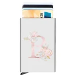 Rfid Credit Card Holder Metal Ultra-thin Anti-theft Man Wallet Pop-up Minimalist Wallet Silver Metal Wallet ,Pink Flower Pattern - Image 30