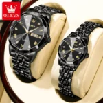 OLEVS 9931 Diamond Roman Scale Watch For Men Women Rhombus Mirror Auto Date Couple Watches Luxury Waterproof Original Hand Clock - Image 8