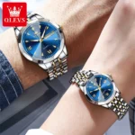 OLEVS 9998 Couple Watch Luxury Men Women Quartz Watch Dual Calendar Clock Waterproof Men's Women's Dating Couple Watch Set Gift - Image 2