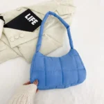 Winter Fashion Quilted Handbags Ladies Casual Cotton-Padded Bags Solid Color Small Top-Handle Bags Women Underarm Shoulder Bags - Image 9