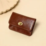 Retro Genuine Leather Credit Card Holder Luxury Fashion Custom Initials Slim Women Wallet Engrave Letters Lock Flap Mini Purse - Image 9