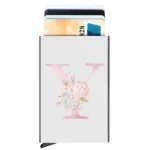 Rfid Credit Card Holder Metal Ultra-thin Anti-theft Man Wallet Pop-up Minimalist Wallet Silver Metal Wallet ,Pink Flower Pattern - Image 11